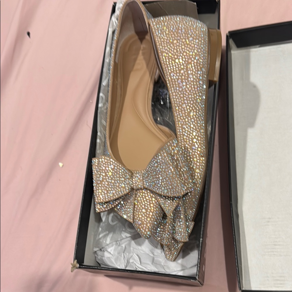 Elegant Rhinestone Bow Flats